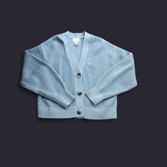 H&M Sweaters - H&M Light Blue Chunky Rib V-Neck Cardigan Sweater
